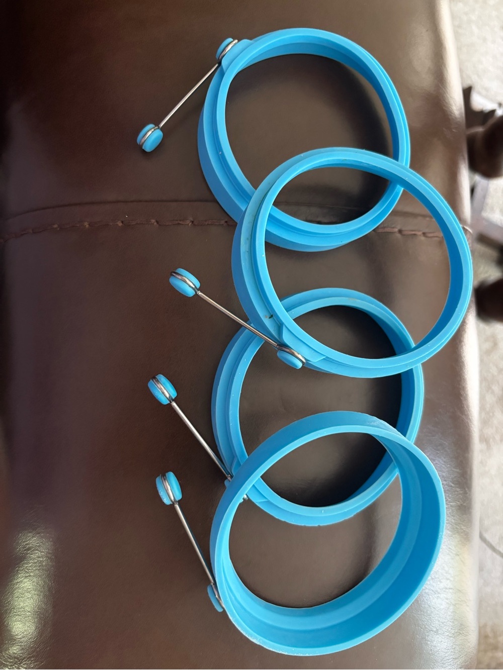 Blue Silicone Egg Rings for Frying and Baking - Set of 4